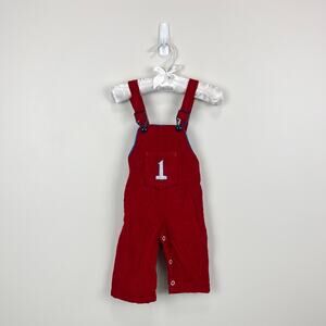 Vintage Red Corduroy 1 Overalls 9 Months